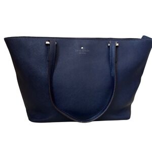 Kate Spade Laurel Way Medium Blazer Blue Saffiano Leather Tote Shoulder Bag